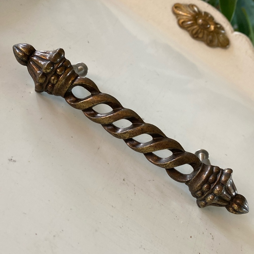 Vintage Patina Brass Drawer Pull Handle